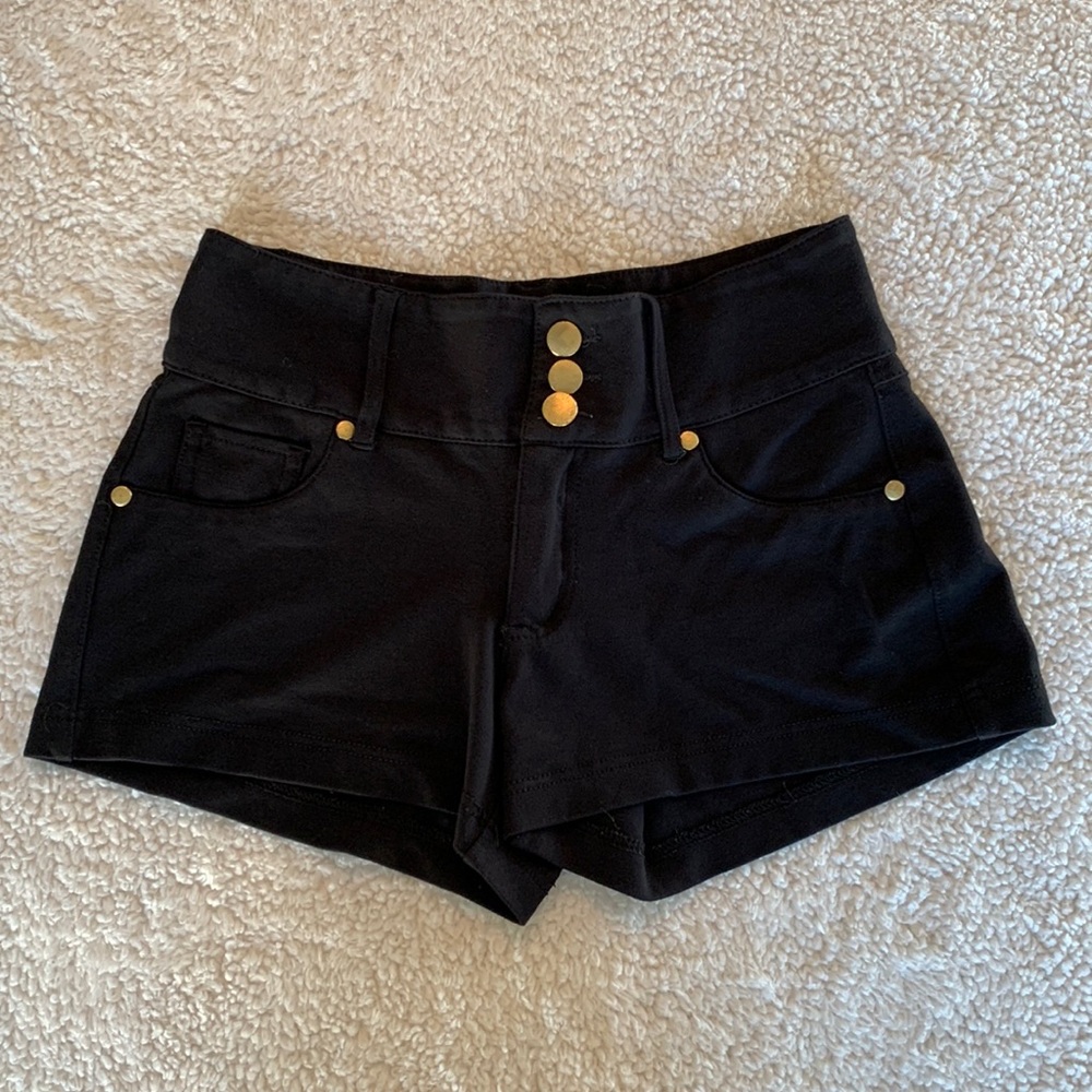 Ci Sono Black Shorts with Gold Buttons